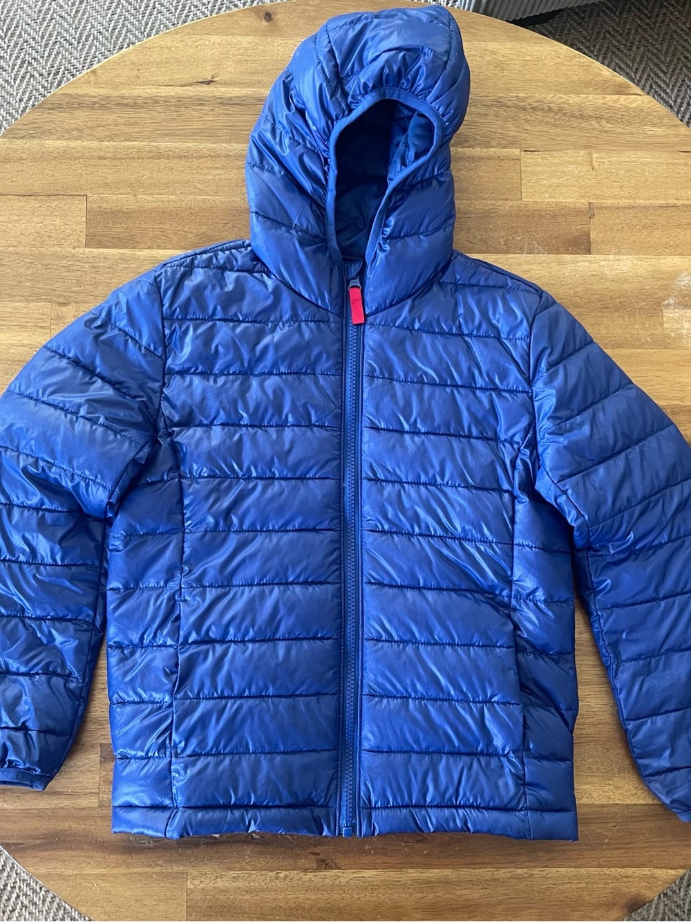 Primary Kids Blue Puffer Hooded Jacket size 8 / 9